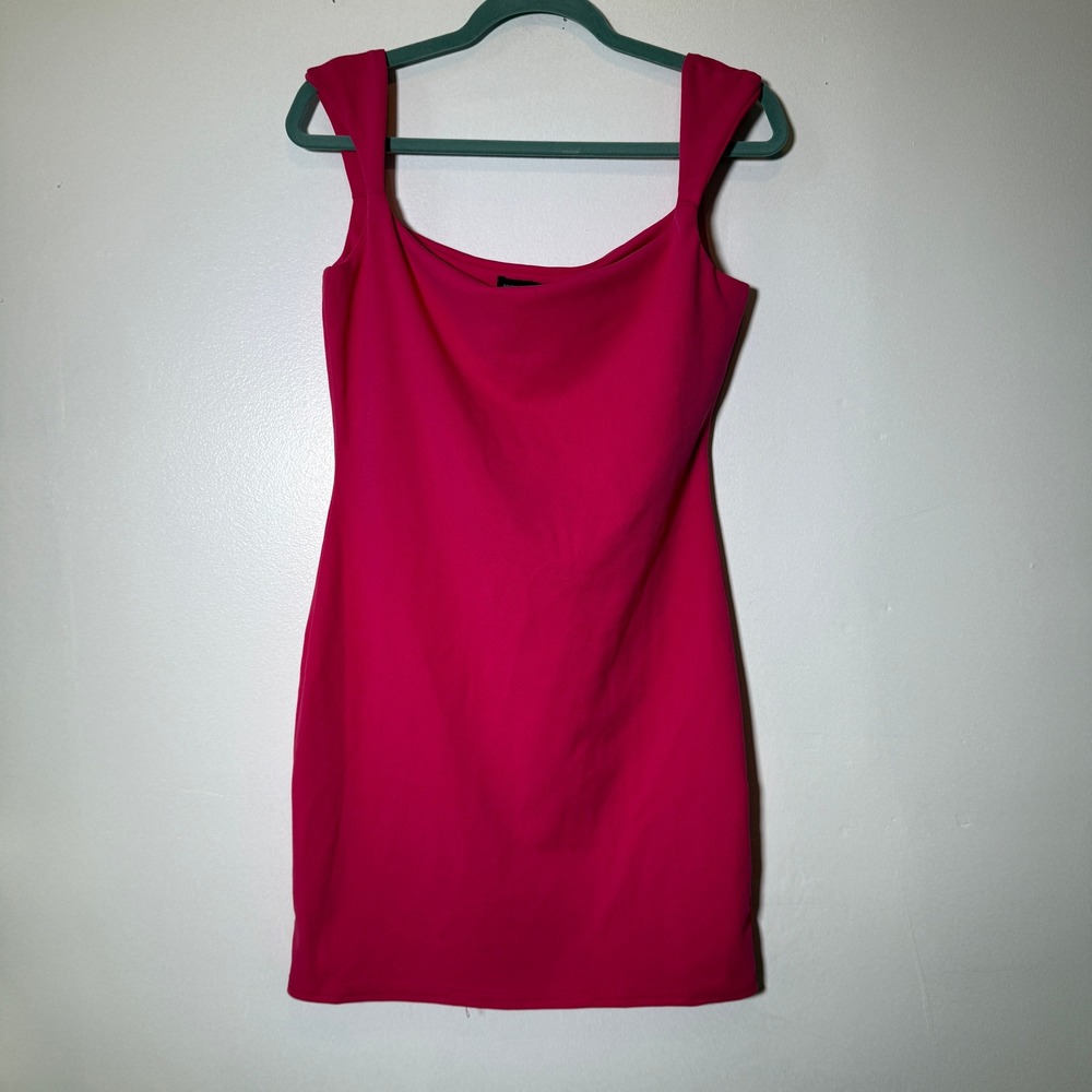 PrettyLittleThing Bodycon Dress Women Size 12‎ Hot Pink New Square Neck